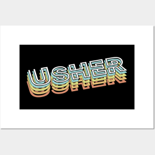 Usher Retro Typography Faded Style Posters and Art